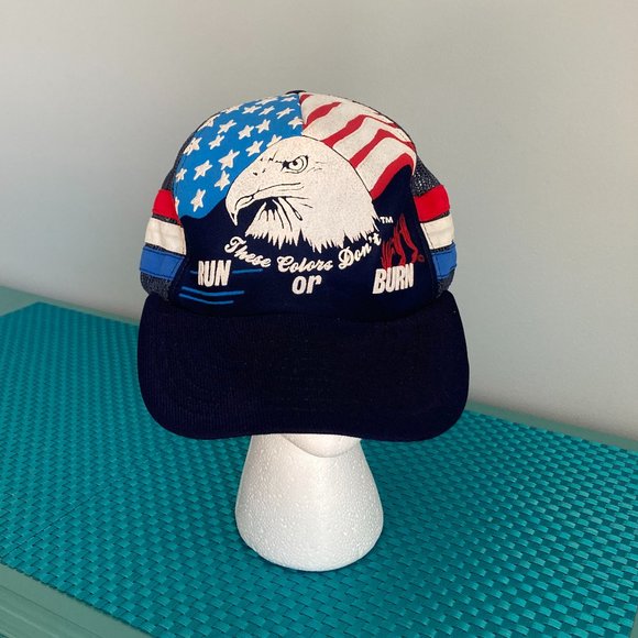Patriotic USA Cap "These Colors Don't Run.." VIntage Snapback Trucker Hat Unisex